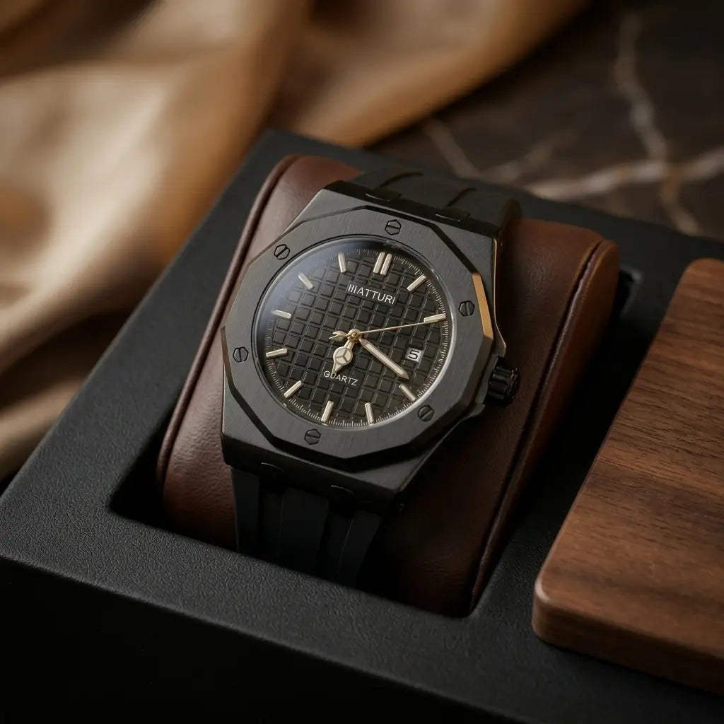 Black Maturri Analog Quartz Luxury Watch
