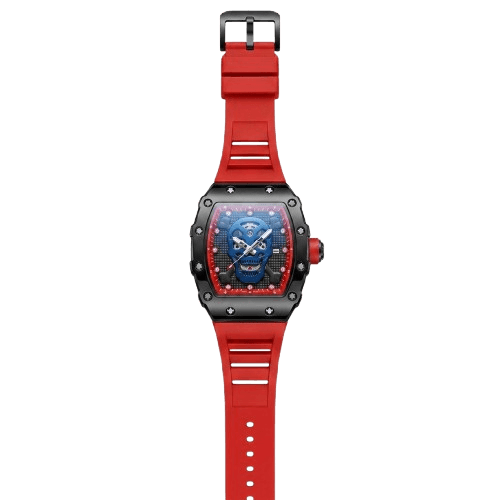 skeleton tonneau-shaped sports watch