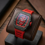 skeleton tonneau-shaped sports watch