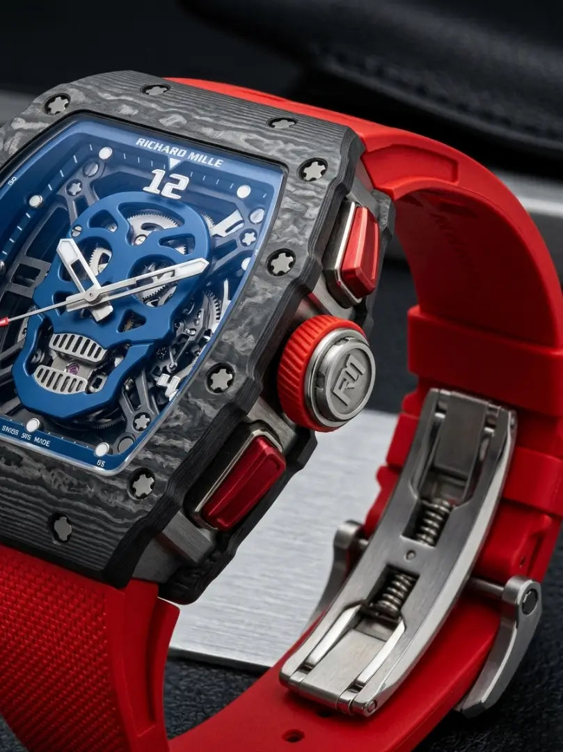 skeleton tonneau-shaped sports watch