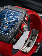 skeleton tonneau-shaped sports watch